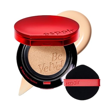 Espoir Be Velvet Cushion Foundation 21 Ivory Quick and Easy Coverage with Longlasting Color by Zero Oxidation Velvety Smooth Finish Lightweight Formula Vegan Korean Makeup 046 oz