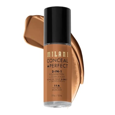 Milani Conceal Perfect 2in1 Foundation Concealer for a Flawless Complexion Under Eye Corrector Cover Redness and Imperfections Waterproof and Sweatproof 11ANutmeg