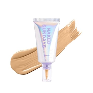Naked Sundays BeautyScreen Peptide Foundation Tint SPF 50 Tinted Sunscreen Skincare Makeup with Zinc Oxide Niacinamide Lightweight Natural Coverage 3 Warm Honey 101 oz
