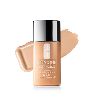 Clinique Even Better Makeup Liquid Foundation SPF 15 With Vitamin C For Dry Oily Combination Skin Types Medium Coverage Natural Finish Evens Skin Tone Reduces Dark Spots Buff 1 Fl Oz