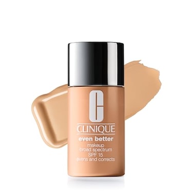 Clinique Even Better Makeup Liquid Foundation SPF 15 With Vitamin C For Dry Oily Combination Skin Types Medium Coverage Natural Finish Evens Skin Tone Reduces Dark Spots Cashew 1 Fl Oz