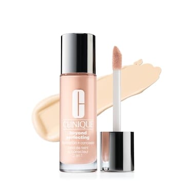 Clinique Beyond Perfecting Lightweight Liquid Foundation Concealer For Dry Combination to Oily Skin Types Full Coverage Natural Matte Finish Breeze 1 Fl Oz