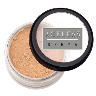 Ageless Derma Mineral Face Powder Foundation Makeup Natural Full Coverage Loose Foundation with Vitamin and Green Tea Made in USA
