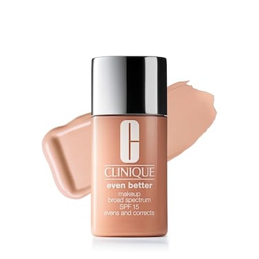 Clinique Even Better Makeup Liquid Foundation SPF 15 With Vitamin C For Dry Oily Combination Skin Types Medium Coverage Natural Finish Evens Skin Tone Reduces Dark Spots Bisque 1 Fl Oz