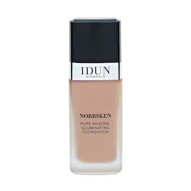 IDUN Minerals Liquid Norrsken Foundation Silky Smooth Coverage Luminous Dewy Finish for Dry and Dull Skin Water Resistant and Vegan Makeup 219 Sigrid Warm Olive Beige 101 oz