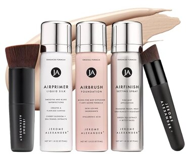 Jerome Alexander MagicMinerals AirBrush Foundation Set by Complete 5pc Spray Makeup Set with Foundation Primer and SettingFinishing Spray for Smooth Radiant Skin Fair