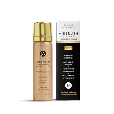 Jerome Alexander Airbrush Foundation Ultra Hydrating Spray Foundation Makeup with 2x the Active Ingredients UltraLight Buildable Full Coverage Formula Warm Medium