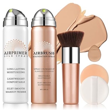 QIUFSSE Airbrush Foundation with PrimerSilk Flawless Airbrush MakeupBuildable Coverage with Antiaging FormulaMoisturizing Foundation Makeup 02 Beige