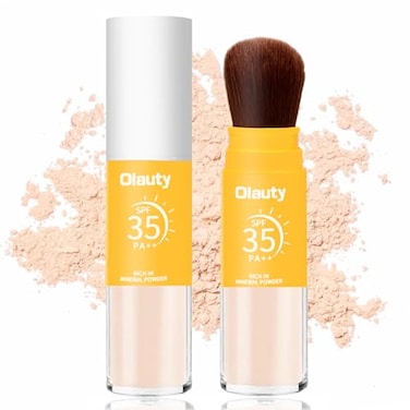 firstfly Mineral Powder Sunscreen for Face Scalp SPF 35 Brush on Sunscreen Setting Powder Matte Oil Control Hair Sunscreen Face Powder Lasting Lightweight Breathable Travel Essentials 02 Medium