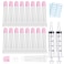 AMORIX 50PCS Lip Gloss Tubes 20ml Pink Cap Lip Gloss Containers Empty Lip Balm Tubes Refillable Cosmetic Squeeze Lipgloss Tubes 2 x 20ml Syringes Tag Labels for DIY Lip Gloss Glitter