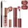 HOSAILY 2 Color Nourishing Lip Gloss Brown Liner Combo Hydration Plumping Glitter Lip Glow Oil Set for Women Moisturizing Lightweight Long Lasting High Shine Lip Tint Mini Liquid Lipstick Makeup