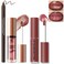 HOSAILY 2 Color Nourishing Lip Gloss Brown Liner Combo Hydration Plumping Glitter Lip Glow Oil Set for Women Moisturizing Lightweight Long Lasting High Shine Lip Tint Mini Liquid Lipstick Makeup