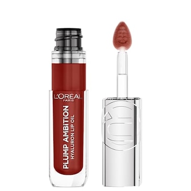 L'Oreal Paris LOreal Paris Plump Ambition Hyaluron Lip Oil 24 HR Lip Gloss with Hyaluronic Acid Volumizing Formula with GlassLike Shine Wine Oclock 485 016 Fl Oz