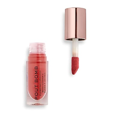 Revolution Beauty Revolution Pout Bomb Plumping Lip Gloss High Shine Rich Glossy Pigment Infused with Vitamin E Peachy Coral 015 fl oz