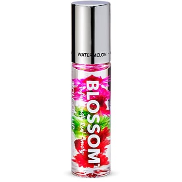 Blossom Roll on Lip Gloss Scented Clear High Shine Moisturizing Lip Oil Non Sticky Infused with Real Flowers Made in USA 02oz Watermelon