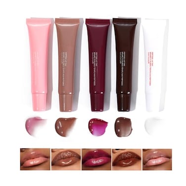 HUDABABY 5 Colors Mirror Lip Glaze Plumping Hydrating Gloss LongLasting Moisturizing NonSticky Oil Quick Full Lip Color
