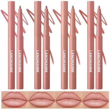 LANGMANNI 4Pcs Sculpting Matte Velvet Lip Liner SetSmooth Creamy TextureWaterproof And High Pigmented For Girls Daily Application Lip Makeup1234