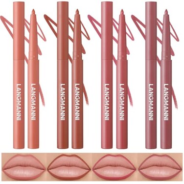 LANGMANNI 4Pcs Sculpting Matte Velvet Lip Liner SetSmooth Creamy TextureWaterproof And High Pigmented For Girls Daily Application Lip Makeup5678