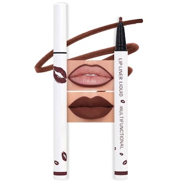 evpct Longwear Liquid Lip Liner Stain Marker Pen Long Lasting Waterproof Dark Red Brown Lips Marker Stain Matte Semi Permanent 24 Hour Lip Liner and Lipstick Combo Color Stay Lipliner Stains peel off