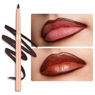 Oulac Brown Lip Liner Pencil 2in1 Retractable Makup Crayon for Lipliner and Eyeliner Highly Pigmented Smooth Long Lasting and Waterproof Formula Vegan Beauty 03 Teddy