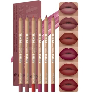 Beauty Glazed 6pcs Nude Brown Lip Liner Makeup Set Waterproof SmudgeProof Matte Pencil LongLasting Durable Smooth Easy Glide NonSmudge Contouring Filling Layering PINKROSY Set