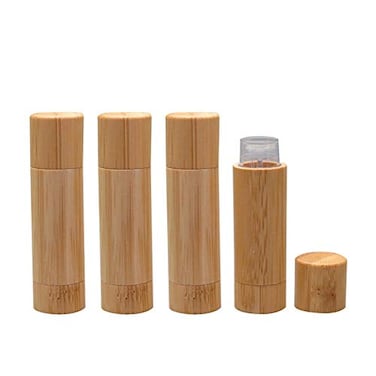 Furnido Natural Bamboo Lip Balm Tubes55g Empty Refillable DIY Lipstick Tube Holder Deodorant Case For Cosmetic Lipstick Lip Gloss Containers with Clear PP Plastic InnerBPA FreePack of 4