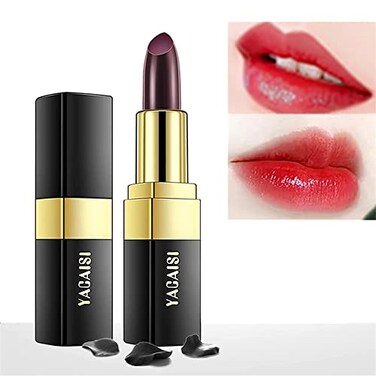 Go Ho Black Color Changing Magic LipstickNatural Lip Stain Gloss Moisturizing Long Lasting Lip Balm Labiales Magicos Nutritious Lipstick For WomenBlack Rose Changing Red