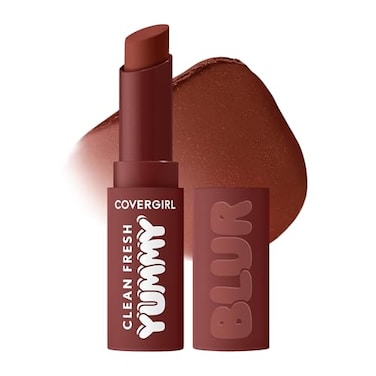 COVERGIRL Clean Fresh Yummy Blur Lipstick Blurring Effect Matte Lip Color Fresh Pear Flavored Vegan Formula 180 Hunny Blur Deep Plum