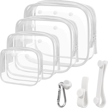 FFpaw 4 Pack Clear Bogg Beach Makup Bag Accessories with 3 Pack Insert Hooks for Bogg Bags Clear Bogg Makeup Pouches Phone Holder for Bogg Bags Divider Storage Inner Compatible Pouch Travel Cosmetic B