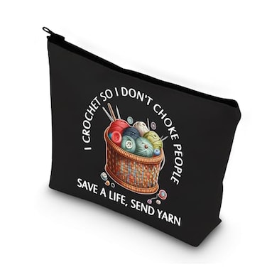 BDPWSS Crochet Gift I Crochet So I Dont Choke People Save A Life Send Yarn Makeup Bag Knitting Gift Crochet So Yarn BL