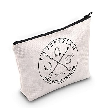 BLUPARK Equestrian Inspired Zipper Bag Horseback Riding Heels Down More Leg Bag Horse Lover Horse Trainer Gift Equestrian bag