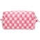 PAZIMIIK Checkered Makeup Bag for Purse Portable Zipper Make Up Pouch Small Cosmetic Case for Travel Accessories Pink White