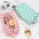 PAZIMIIK Checkered Makeup Bag for Purse Portable Zipper Make Up Pouch Small Cosmetic Case for Travel Accessories Pink White