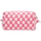 PAZIMIIK Checkered Makeup Bag for Purse Portable Zipper Make Up Pouch Small Cosmetic Case for Travel Accessories Pink White