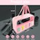 Bunliuys Chenille Letter Clear Makeup Bag Stuff Patch Travel Toiletry Makeup Bag with Handle Nylon Waterproof Makeup Bags clear cosmetic bag preppy patch makeup bag for Women STUFFPink
