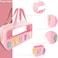 Bunliuys Chenille Letter Clear Makeup Bag Stuff Patch Travel Toiletry Makeup Bag with Handle Nylon Waterproof Makeup Bags clear cosmetic bag preppy patch makeup bag for Women STUFFPink