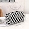 Doromy 2Packs Checkered Makeup Bag Large Black and White Preppy Comestic Bag Set Travel Makeup Pouch Bag Large Capacity Pencil Case Makeup Brushes Storage Bag for Women