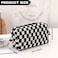 Doromy 2Packs Checkered Makeup Bag Large Black and White Preppy Comestic Bag Set Travel Makeup Pouch Bag Large Capacity Pencil Case Makeup Brushes Storage Bag for Women