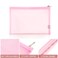 EASYFUN Mesh Pouch Make up Bag with Zipper Cosmetic Organizer Pouch for Daily or Travel to Keep Small Items 4 PCS Pink