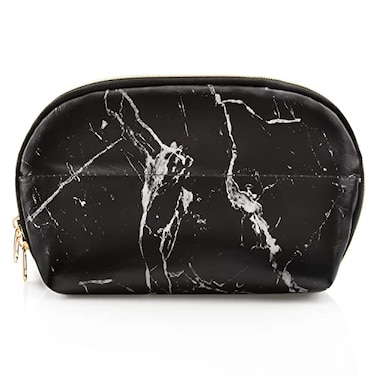 Ethereal Large Cosmetic Bag Marble Black Travel Makeup Bag Waterproof Makeup Organizer Bag Portable Makeup Bag Purse Small Toiletry Bag for Women