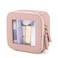 FASAOH Small Clear Makeup Bag Travel Cosmetic Case Portable Make Up Organizer Traveling Compact Car Bag for Essentials Transparent Toiletry Bag with Zipper