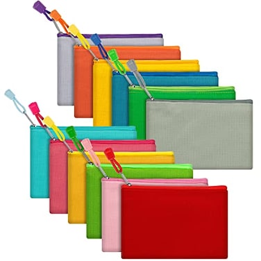 Fassave 12 Pack DIY Craft Cotton Canvas Bag MultiPurpose Cosmetic Bag Makeup Pouches with Zipper Travel Toiletry Bag Pen Pencil Bag Multicolor S D003
