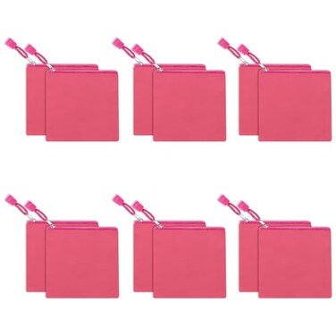 Fassave 12 Pack DIY Craft Cotton Canvas Bag MultiPurpose Cosmetic Bag Makeup Pouches with Zipper Travel Toiletry Bag XS Hot Pink