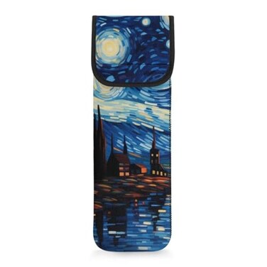 Flashideas Van Gogh Starry Night Curling Iron Travel Case Neoprene Storage Pouch Case Bag Neoprene Straightener Holder and Silicone Hot Hair Tools Universal Curling Iron Cover