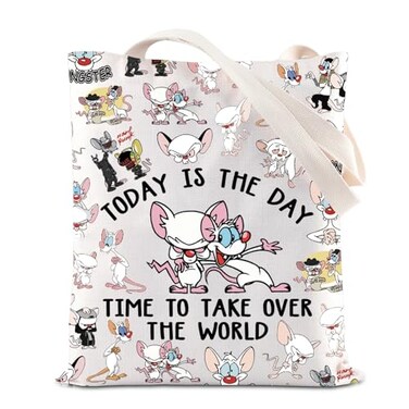 FOTAP Cartoon Characters Lover Gift Comedy Anime TV Series Makeup Bag Rat Brain Cosmetic Bag BFF Gift THE WORLD T