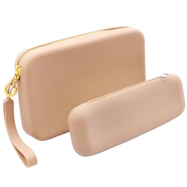 FUSMYE Set of 2 Zipper Makeup Brushes Bag For Travel Large Silicone Makeup Brush Holder Washable Make Up Brushes Pouch Case Makeup Tools for Organizing Cosmetics Daily Work