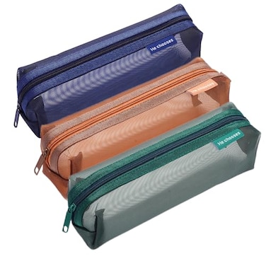 Gidary Mesh Cosmetic Bag Portable Clear Makeup Bags Mesh Zipper Pouch for Home Office Travel Accessories Organizer
