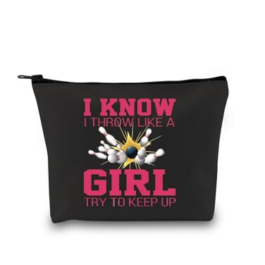 GJTIM Bowling Gift Bowling Lover Cosmetic Bag Bowling Travel Zipper Pouch for Bowling Team Keep Up Bowling Bag