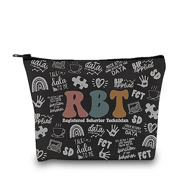GJTIM Registered Behavior Technician Gift RBT Gift Behavior Therapist Zipper Pouch Makeup Bag for ABA BCBA Behavior Analyst RBT Black