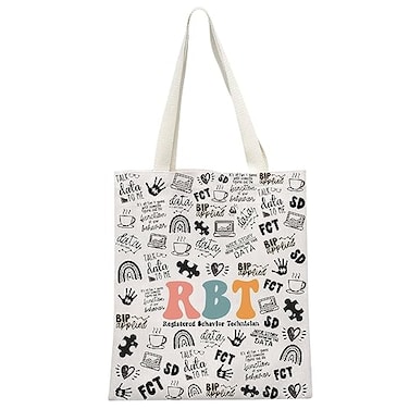 GJTIM Registered Behavior Technician Gift RBT Gift Behavior Therapist Zipper Pouch Makeup Bag for ABA BCBA Behavior Analyst RBT Tote